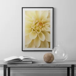 Yellow Pose Dahlia Flower Craspedia Reeds Wall Art - Image 2