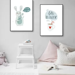 Cartoon Winter Scarf Penguin Bunny Quotes Wall Art - Image 4