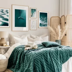 Sea Dunes Whale Tail Turquoise Gold Coral Sea Waves Wall Art - Image 5
