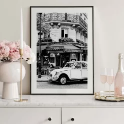 Paris Streets Eiffel Tower Pink Rose Cherry Wall Art - Image 2