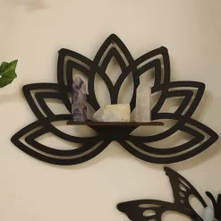 Lotus Crystal Corner Shelf Wooden Butterfly Wall - Image 2