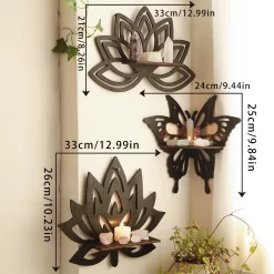 Lotus Crystal Corner Shelf Wooden Butterfly Wall - Image 5