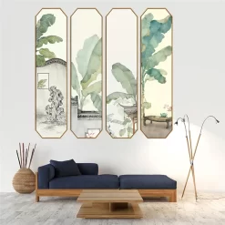Green Leaves Ink Painting Wall Stickers - Image 3
