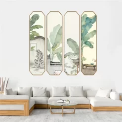 Green Leaves Ink Painting Wall Stickers - Image 2