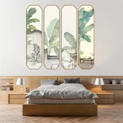 Green Leaves Ink Painting Wall Stickers - Image 4