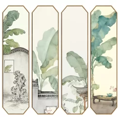 Green Leaves Ink Painting Wall Stickers - Image 5