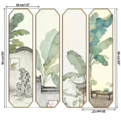 Green Leaves Ink Painting Wall Stickers - Image 6