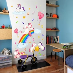 Rainbow Music Balloon Unicorn Star Wall Stickers - Image 2