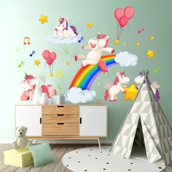 Rainbow Music Balloon Unicorn Star Wall Stickers - Image 5