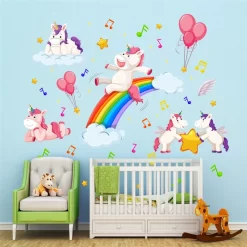 Rainbow Music Balloon Unicorn Star Wall Stickers - Image 3