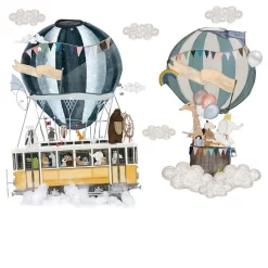 Cartoon Hot Air Balloon Bus Wall Stickers - Image 2