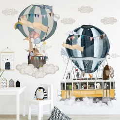 Cartoon Hot Air Balloon Bus Wall Stickers - Image 4
