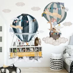 Cartoon Hot Air Balloon Bus Wall Stickers - Image 5