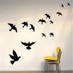 Black Sculpture of Seagulls Flying Birds Wall Stikers - Image 3