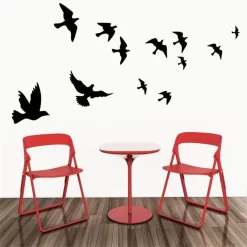 Black Sculpture of Seagulls Flying Birds Wall Stikers - Image 4