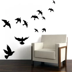 Black Sculpture of Seagulls Flying Birds Wall Stikers - Image 2