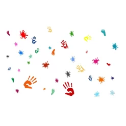 Ink Wash Pattern Colorful Palm Wall Stickers - Image 4