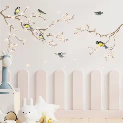 Branches Peach Blossoms Painted Wall Stickers - Image 3