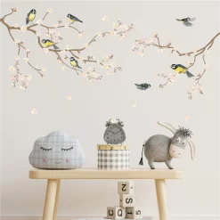 Branches Peach Blossoms Painted Wall Stickers - Image 4
