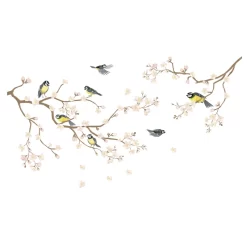 Branches Peach Blossoms Painted Wall Stickers - Image 5