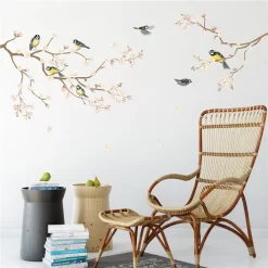 Branches Peach Blossoms Painted Wall Stickers - Image 2
