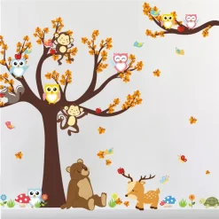 Cartoon Forest Animal Owl Monkey Wall Stickers - Image 2