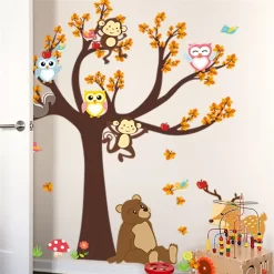 Cartoon Forest Animal Owl Monkey Wall Stickers - Image 3