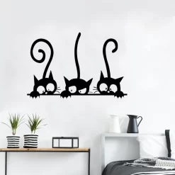 Three Funny Cats Living Room Bedroom Wall Sticker - Image 3