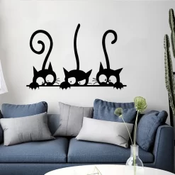 Three Funny Cats Living Room Bedroom Wall Sticker - Image 2