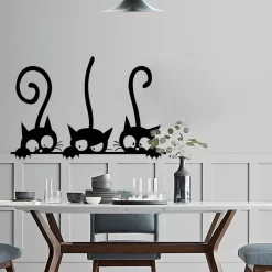 Three Funny Cats Living Room Bedroom Wall Sticker - Image 6