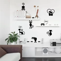 Black Cartoon Kitten Kindergarten Wall Sticker - Image 3