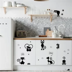 Black Cartoon Kitten Kindergarten Wall Sticker - Image 2