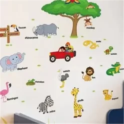 PVC Cartoon Animal English Teaching Wall Sticker - Image 4