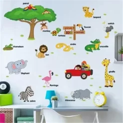 PVC Cartoon Animal English Teaching Wall Sticker - Image 5