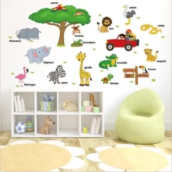 PVC Cartoon Animal English Teaching Wall Sticker - Image 2