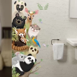 Cartoon Animals Pandas Giraffes Door Stickers - Image 5