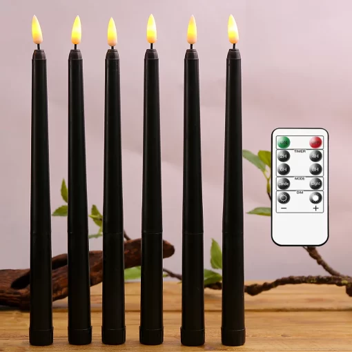 Halloween LED Black Taper Candles