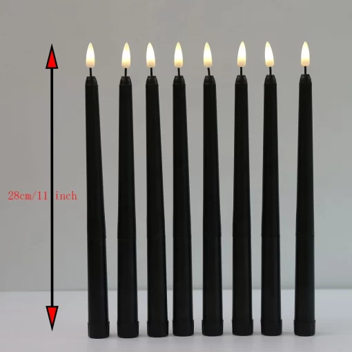 Halloween LED Black Taper Candles - Image 3