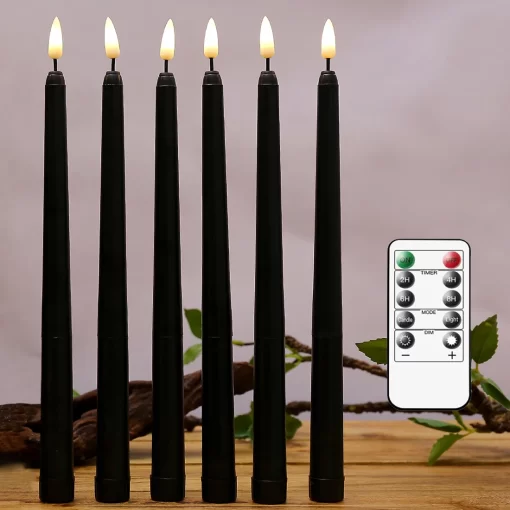 Halloween LED Black Taper Candles - Image 2