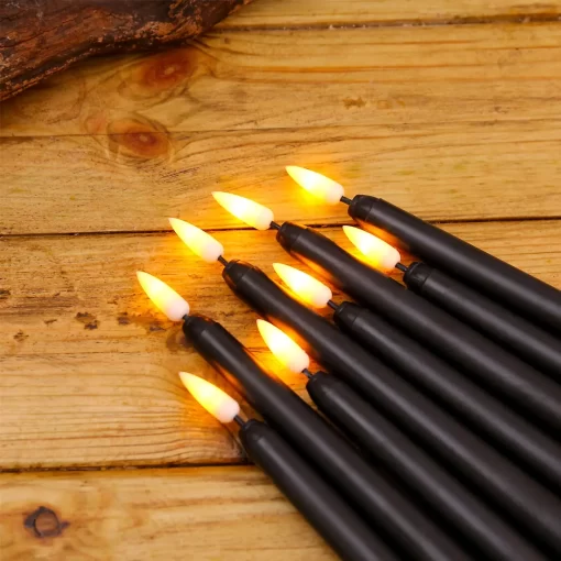 Halloween LED Black Taper Candles - Image 5