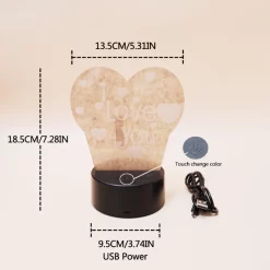 Heart 3D Acrylic Kids Bedside Table Lamp - Image 5