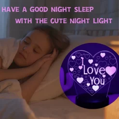 Heart 3D Acrylic Kids Bedside Table Lamp - Image 4