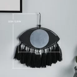 Macrame Mirror Black Evil Eye Decorative - Image 5