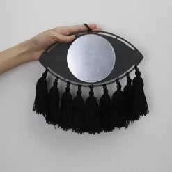 Macrame Mirror Black Evil Eye Decorative - Image 3