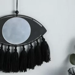 Macrame Mirror Black Evil Eye Decorative - Image 2