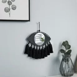 Macrame Mirror Black Evil Eye Decorative - Image 4