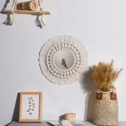 Round Mirror Vintage Room Decor Macrame - Image 2