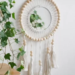 Wall Mirror Macrame Wooden Beads - Image 3