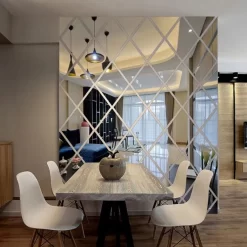 Large 3D Rhombus Mirror Wall Sticker - Image 3