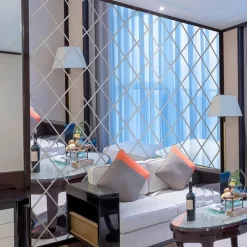 Large 3D Rhombus Mirror Wall Sticker - Image 2